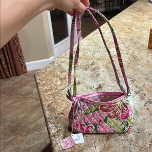 Vera Bradley Pink and Green Mini Bag